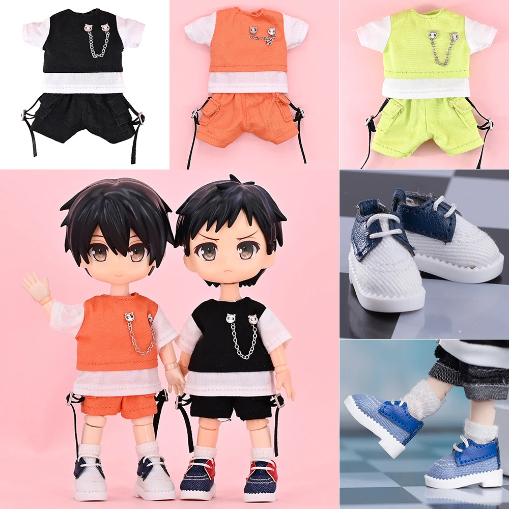 New Bbsuki Ob11 Doll Clothes Fashion Dolls Suit Hip-Hop Clothes Canvas Shoes For Obitsu11, Molly, Ymy, Ufdoll, Gsc, Penny Doll