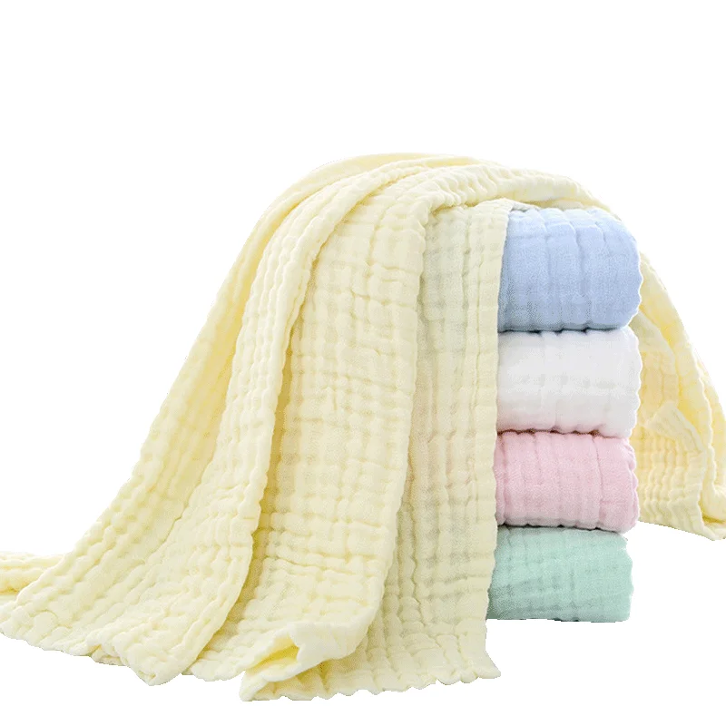 Baby Bath Towel 6 Layers Infant Gauze Receiving Blanket 1pc Kid Swaddle Wrap Bedding 105*105cm Pure Cotton Bubble Muslin Blanket