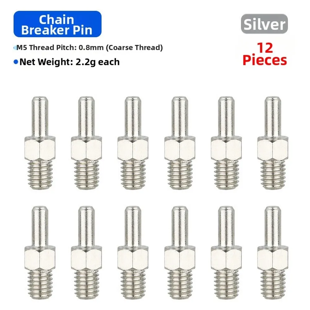 Bicycle For chain Pin Set M5 Thread 12pcs for Repair and Maintenance Chrome Vanadium Steel 19.3x4.9x3.15mm Size