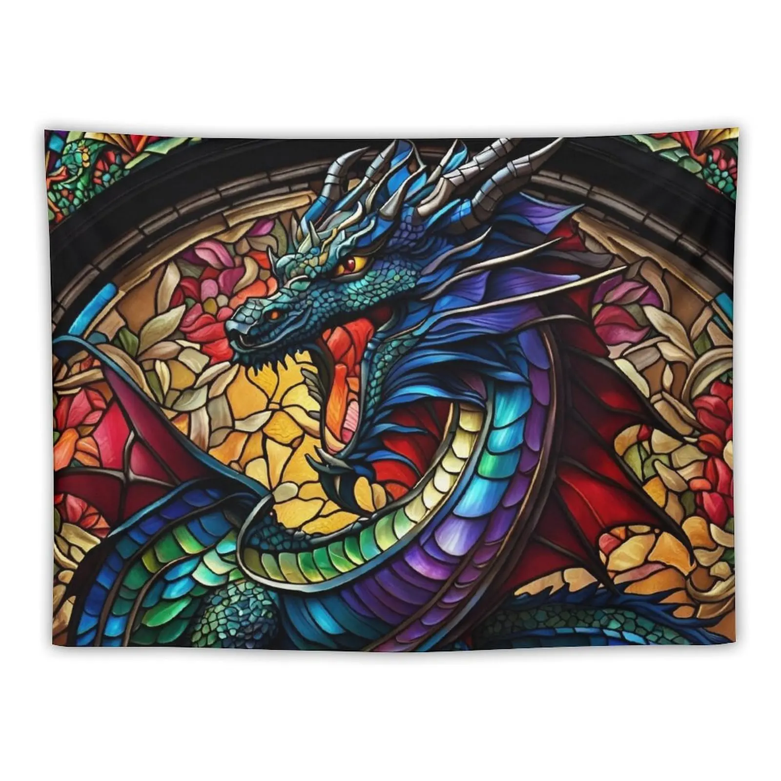 

Stained Glass Dragon Tapestry Carpet Wall Room Decorator Tapestry