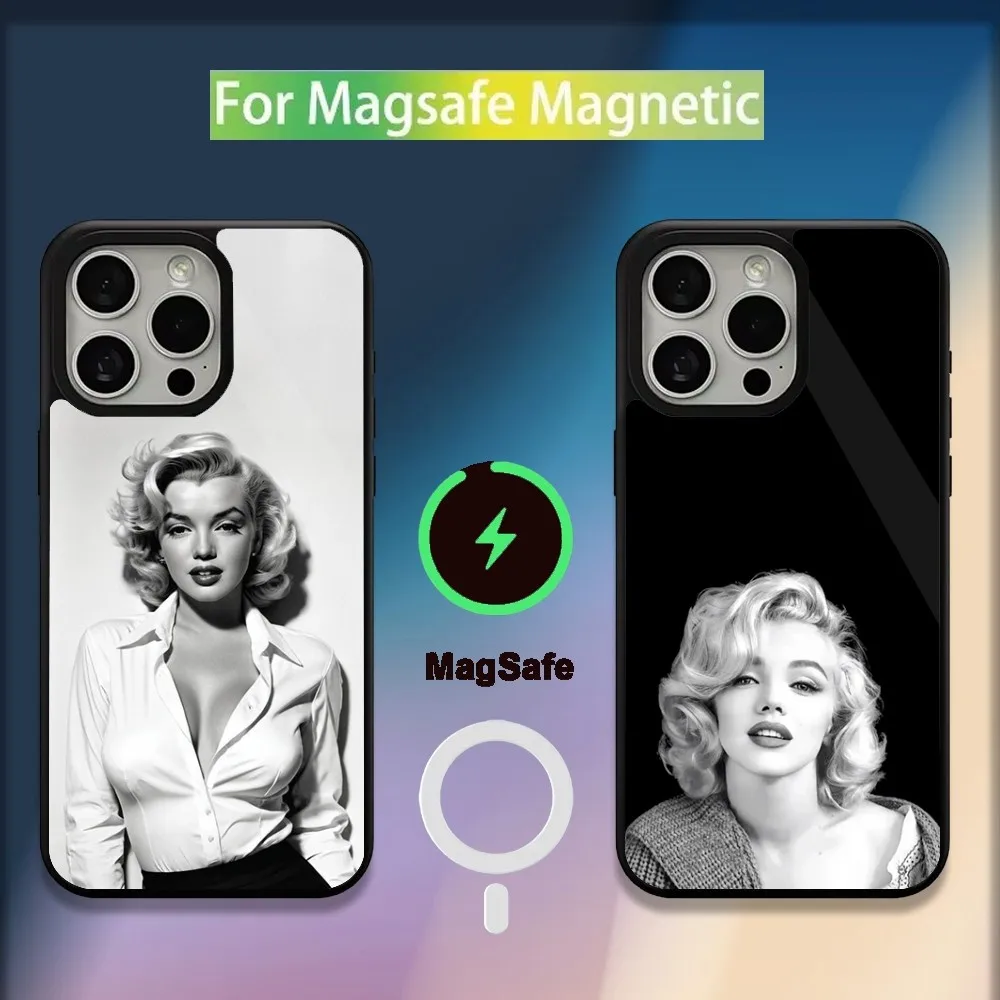 

M-Marilyn Model M-Monroe Phone Case For iPhone 16,15,14,13,12,11,Plus,Pro,Max,Mini Magsafe Magnetic Wireless Charging