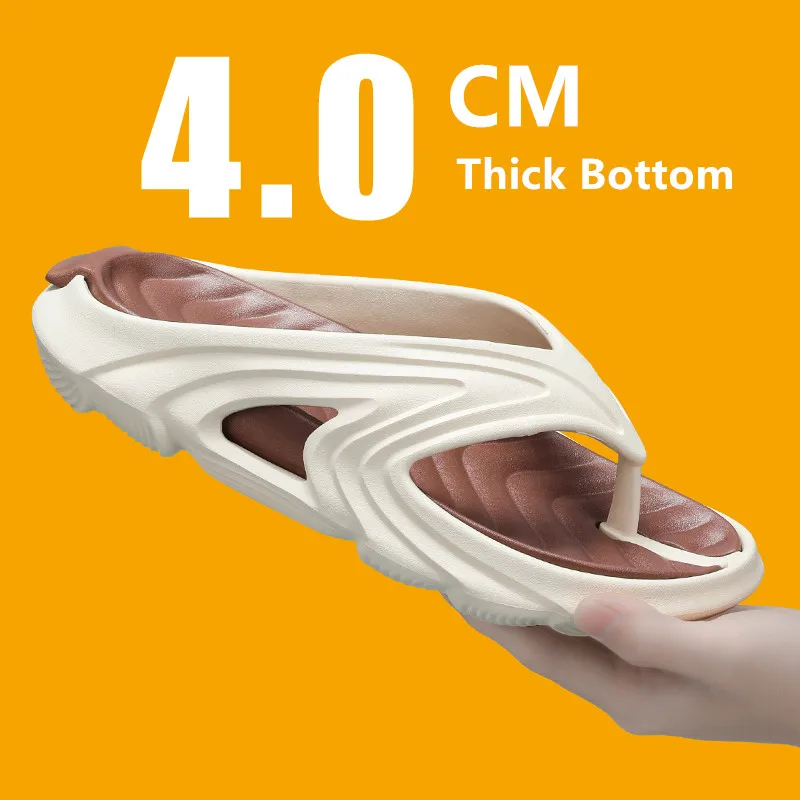 

Summer Men's Platform Flip Flops Soft Sole EVA Slippers for Men Outdoor Casual Beach Shoes Home Non-slip Bathroom Slides Shoes