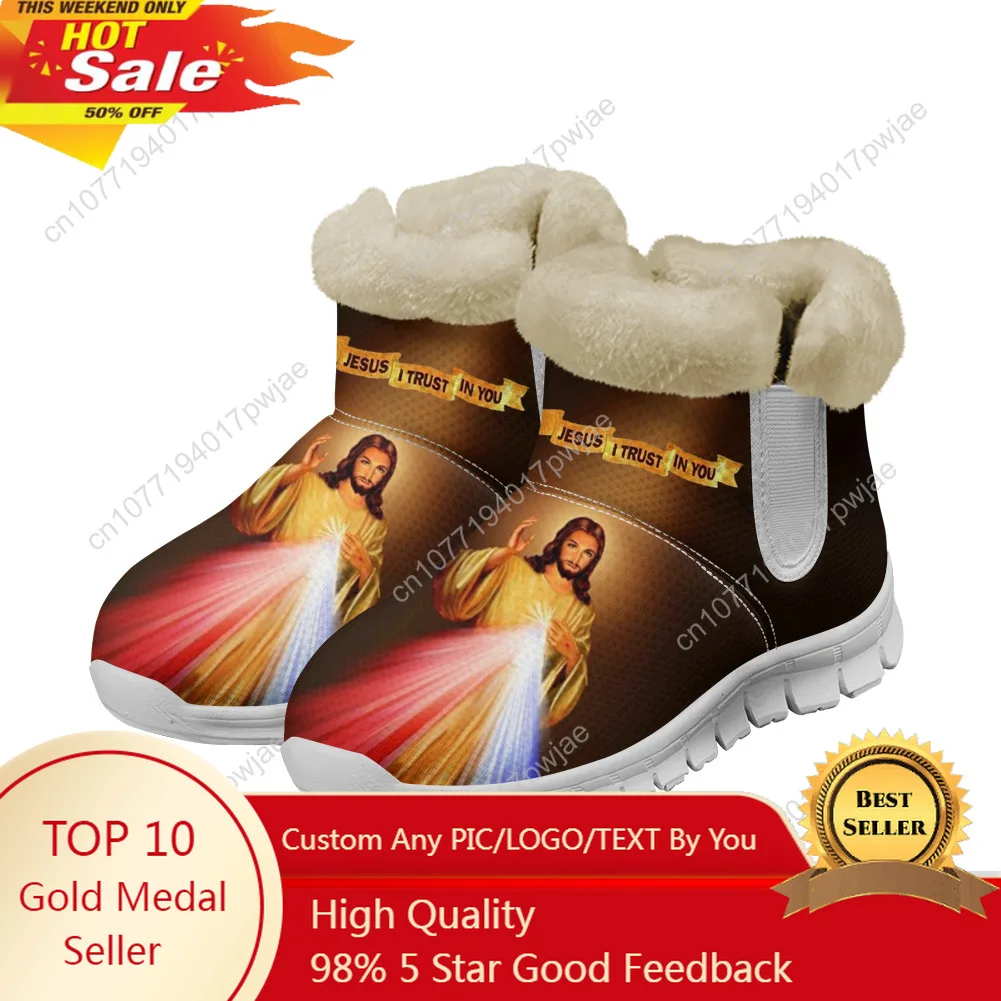 

DIY Christian God Religion Jesus Printed Cross Snow Boots Mens Womens Teenager Shoes Keep Warm Casual Sports Custom Sneakers
