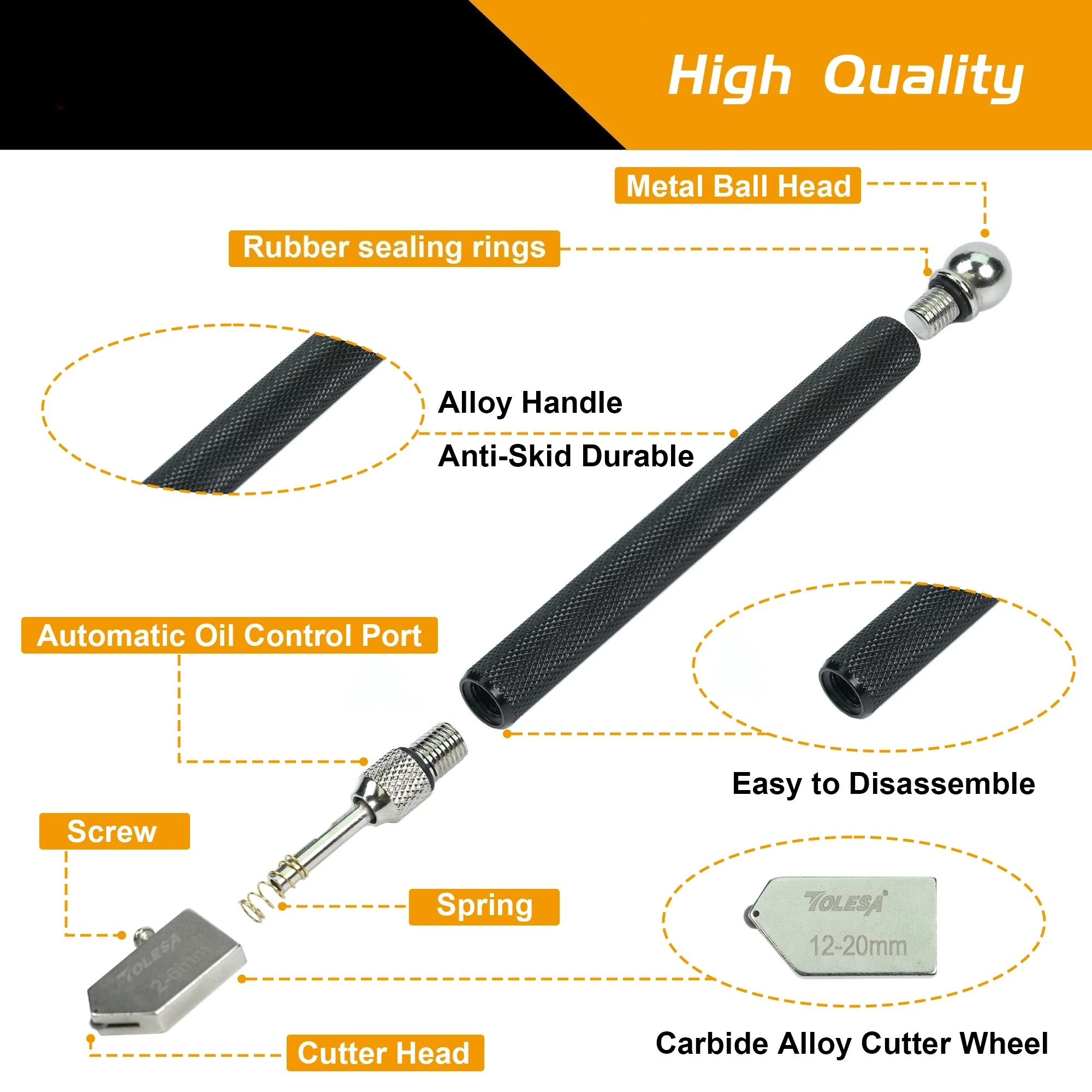 Glass Cutter Kit 2mm-20mm with Automatic Oil Feed System Storage Box for Cutting Mirrors Tiles Mosaic - Glass Cutting Tool
