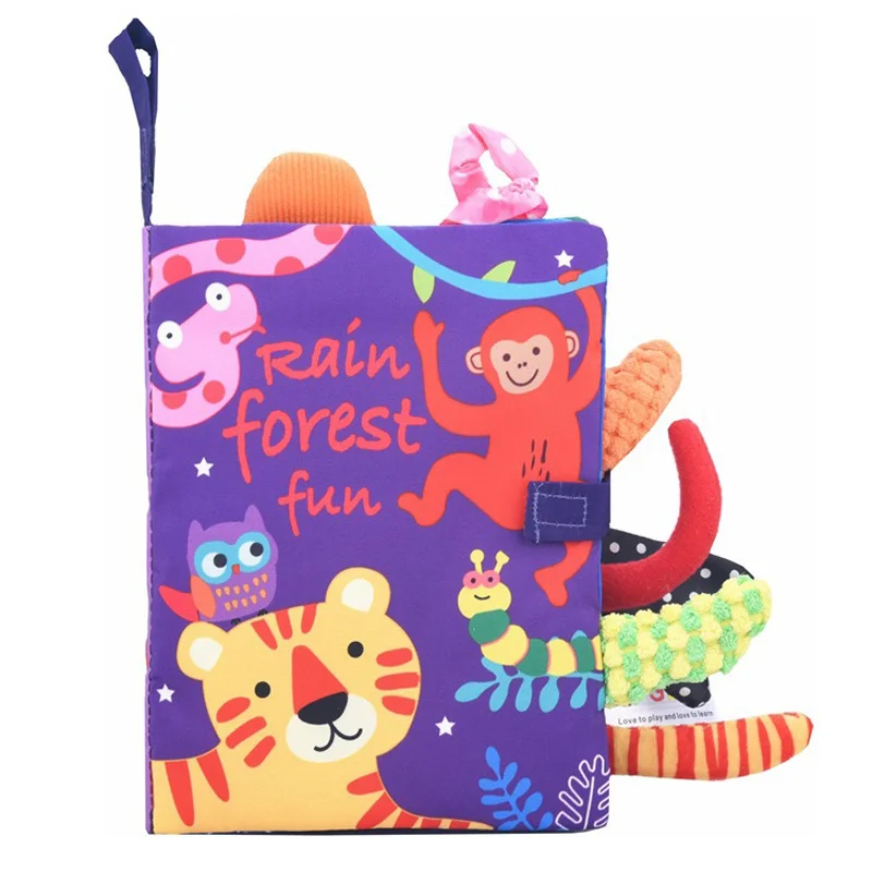 Libri di stoffa per code di animali morbidi per bambini Libri per bambini Giocattoli Appesi Tessuto non tossico Piega Sirena Libro di stoffa Giocattoli per l'educazione precoce