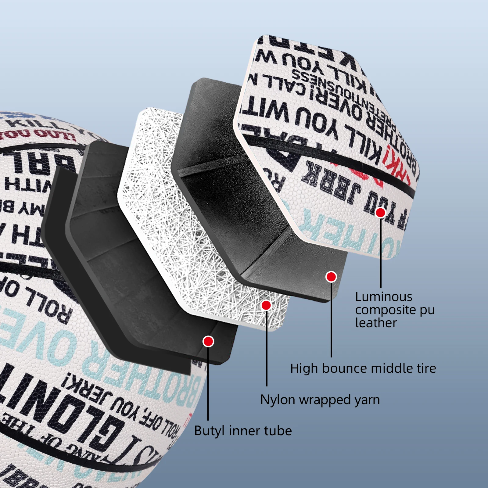 كرة سلة متوهجة لهدايا الأولاد والبنات، جلد مركب عالي الجودة مقاس قياسي 6&7 كرات زرقاء مضيئة للاستخدام الليلي في الشارع #3