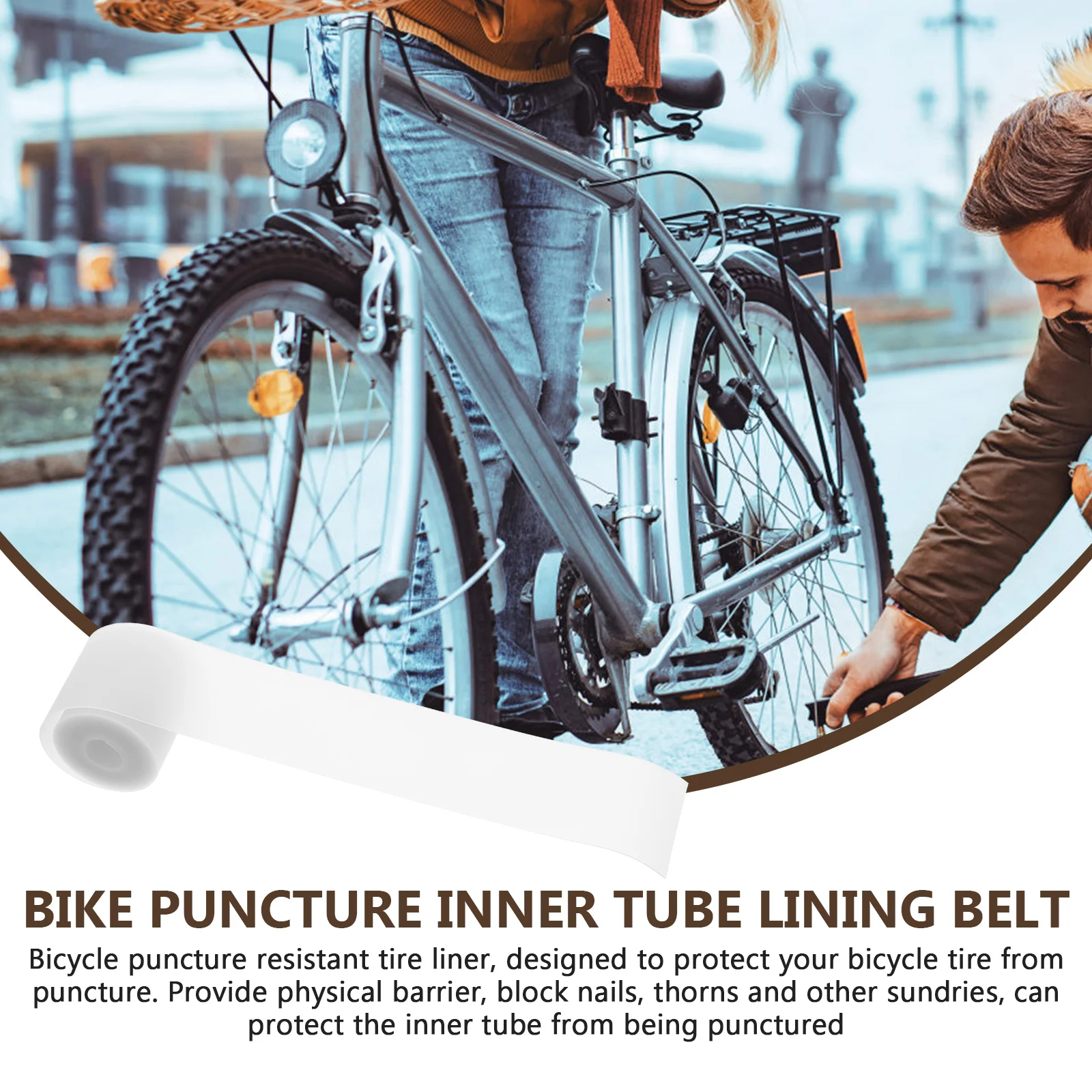 

2 Rolls Anti puncture Pad for Bike Tires Puncture Proof Belt White Liners Lightweight Thin Reduces Wear Easy Install Mountain