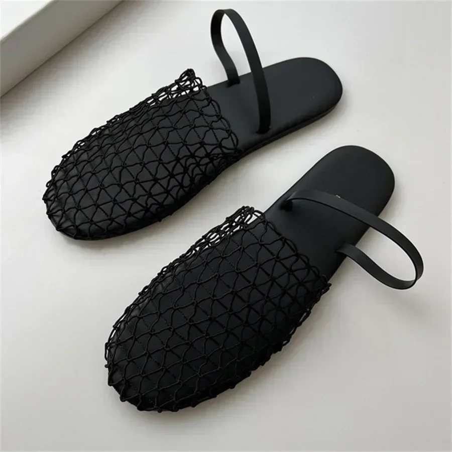 

2024 Summer Mesh Sandals Women Casual Ballet Flats Hollow Out Beach Shoes Woman Loafers Summer Closed Toe Mules Sandalias Mujer