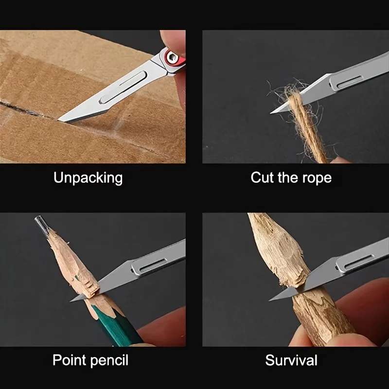 Mini Folding Art Knife with Replaceable Blade, Sharp and Portable Unboxing Knife, Paper Cutting Knife, Outdoor Portable Keychain