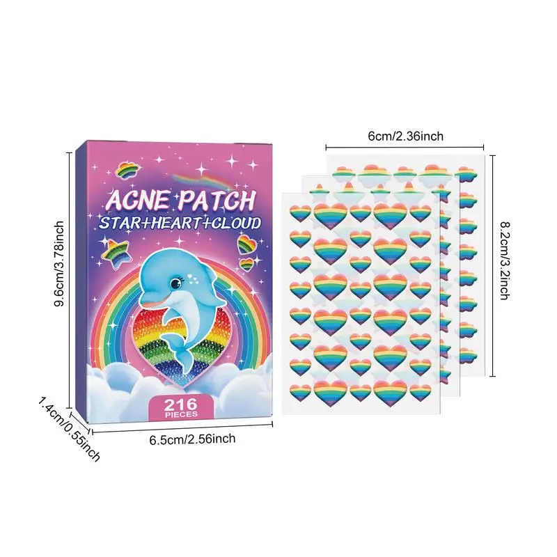 216 Pcs Acne Pimple Patch Sticker Colorful Pimple Patch Spot Patch Blemish Patch Professional Healing Absorbing Spot Sticker