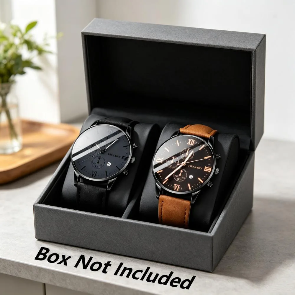 2 PC Classic Stylish Minimalist Men's Quartz Wristwatch Set Latest Fashion Elegant Design