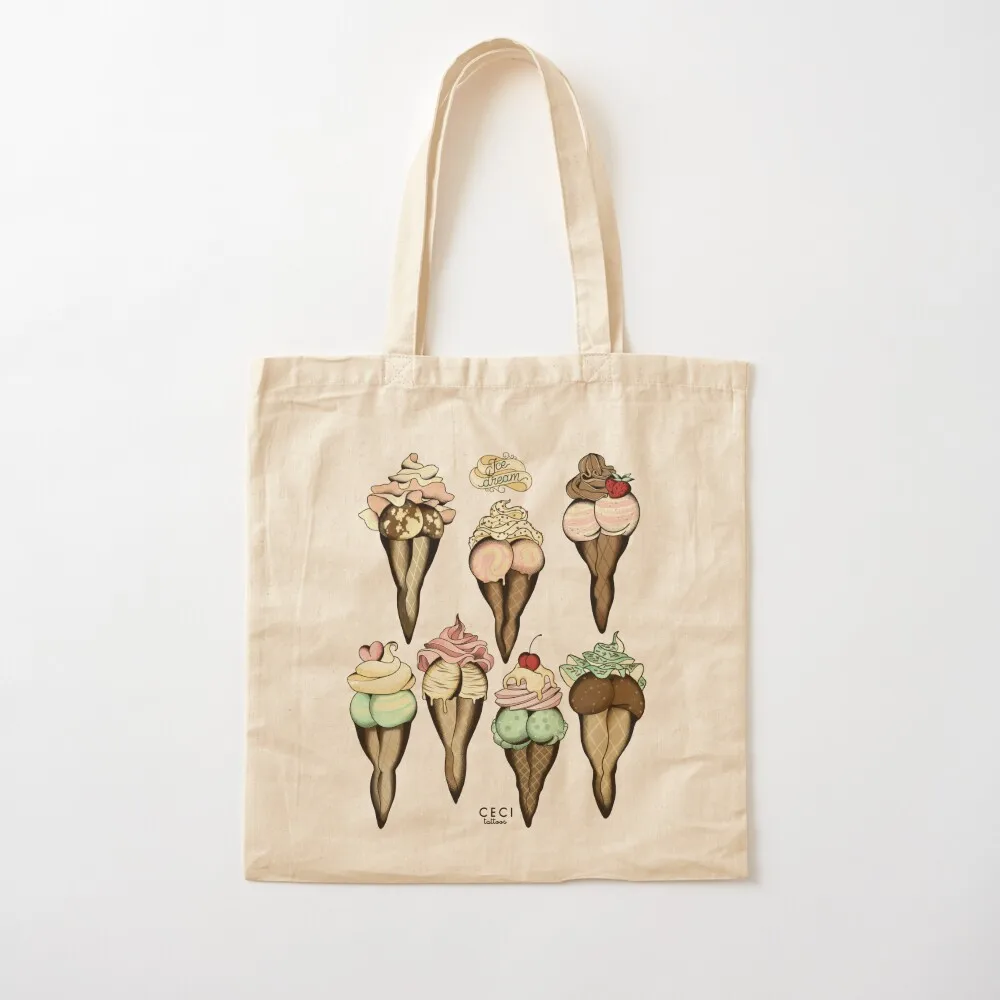 

sexy ice cream tattoo flash Tote Bag Shopping bags tote bags aesthetic tote bag canvas Canvas Bag