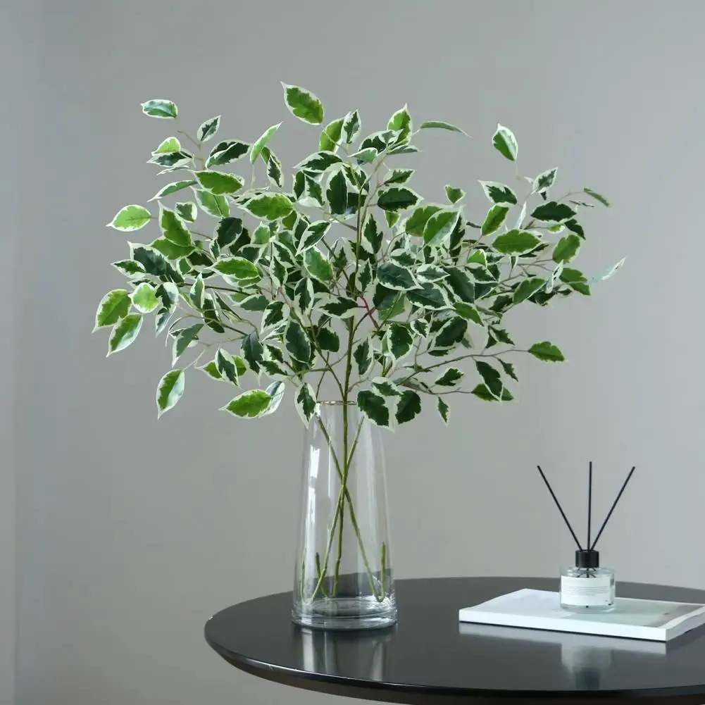 Faux Green Plant Decor Artificial Ficus Branch Simulated Green Plants Ficus Cordata Branch Artificial Silk Leaves Home Decor