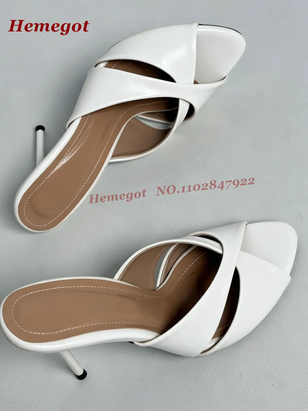 White Cross Strap Open Toe Slippers Hollow Out Slip On Stiletto Thin Heels Women's Slippers Outside Summer Sexy Runway Shoes