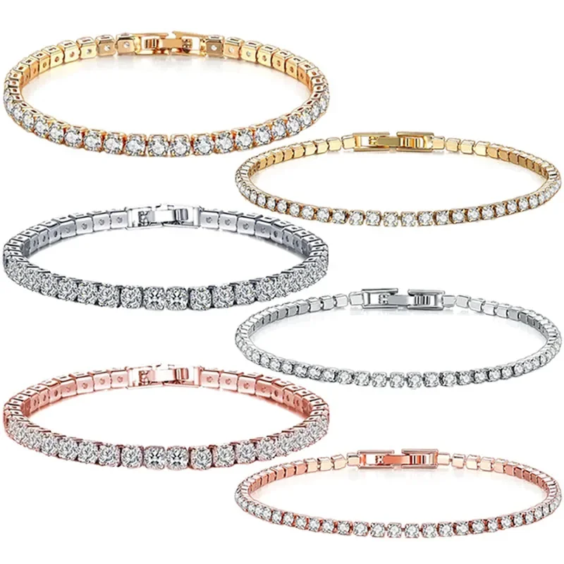 Hot Selling 925 Sterling Silver Classic Hip Hop Luxury Tennis Bracelet Shiny Exquisite Couple Bracelet Jewelry Festival Gifts