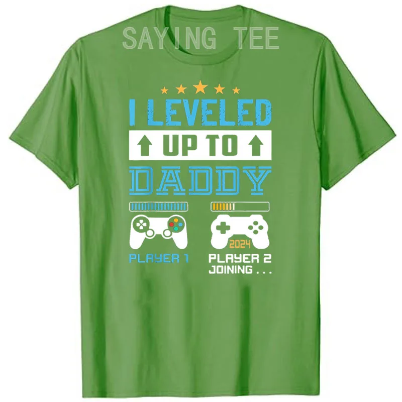 I Leveled Up To Daddy 2024 Gamer T-Shirt Funny Soon To Be Dad 2023 Men Clothing Pregnancy Announcement Tees Gaming Husband Gifts