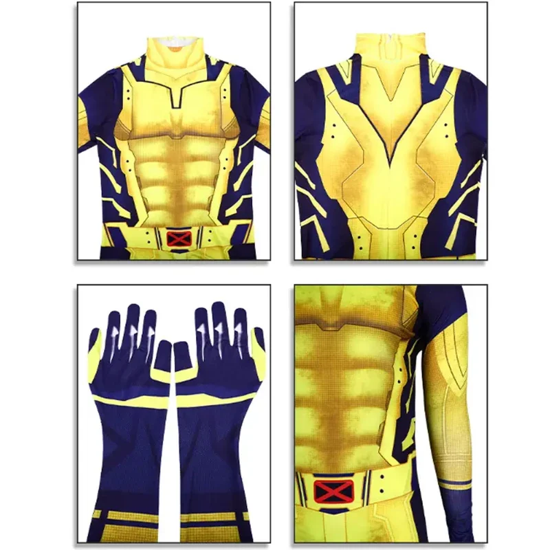 SN55MARVEL Wolverine Battle Suit Boys Superhero Cosplay Zentai Jumpsuit Kids Adults Costume Party Clothes Bodysuit@54WE