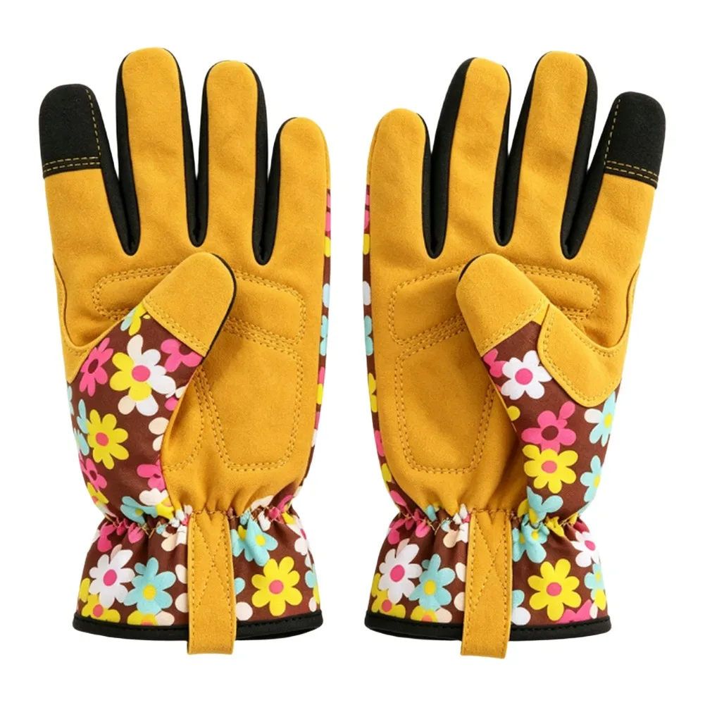 For Safe Pruning Yellow Fingerless Gardening Gloves Protective Gloves For Pruning Glove Reinforced Palm Gloves