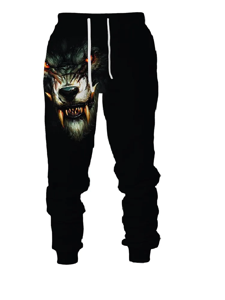 New Wolf Graphic Print Pants Men Sportwear Joggers Long Pants Men\'s Outdoor Fashion Sweatpants Male Hip Hop Casual Trousers