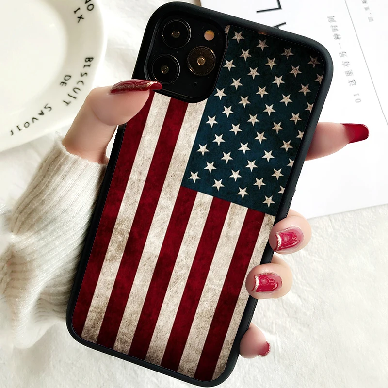 5 5S SE 2020 Phone Cover Case for iPhone 6 6S 7 8 PLUS X XS XR 11 12 13 MINI 14 PRO MAX Rubber American Flag Statue of Liberty