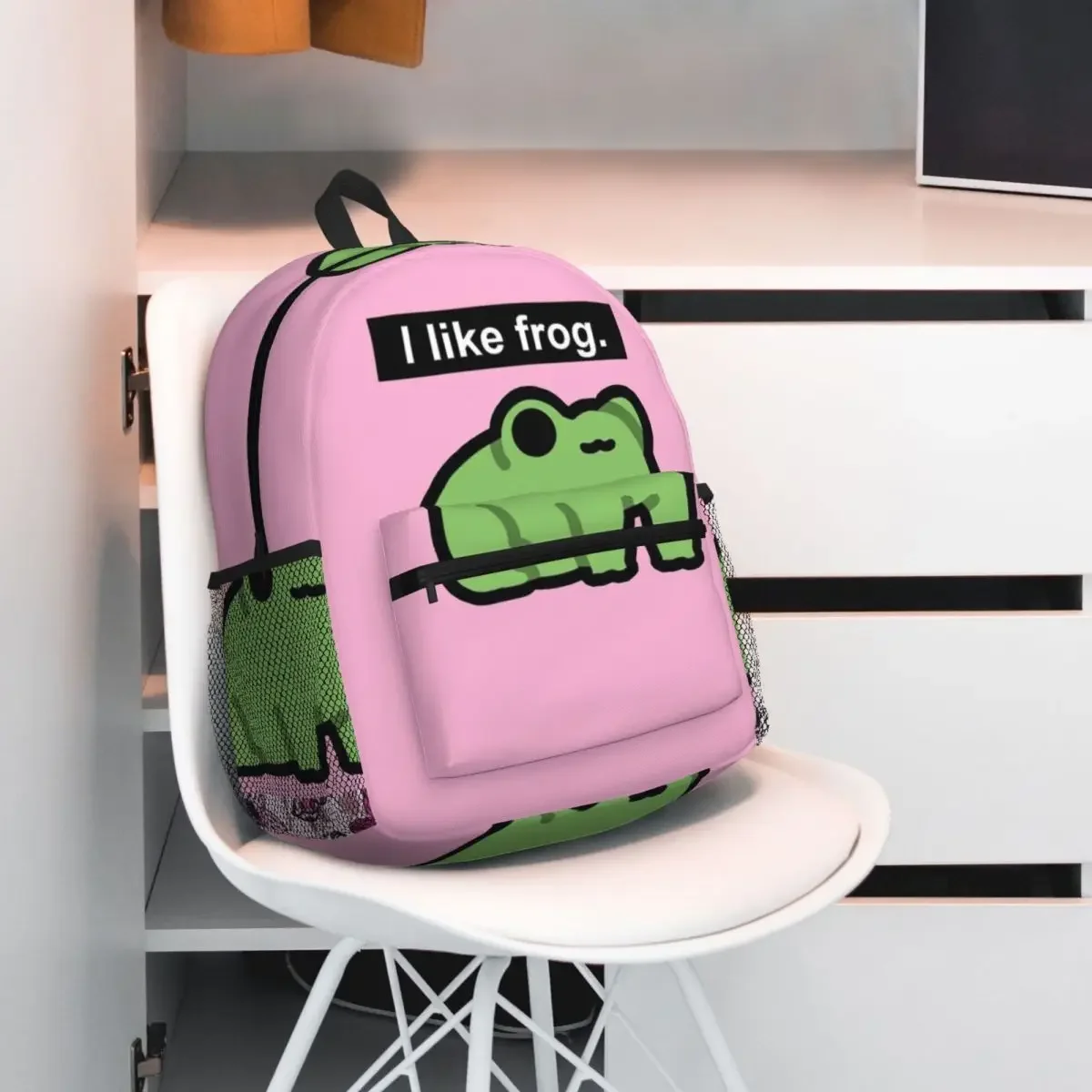 

РОЗОВЫЙ рюкзак I Like Frog, минималистичный рюкзак с лягушкой-мемом, рюкзак большой вместимости, детская сумка для книг, школьная сумка, сумки на плечо для мужчин и женщин