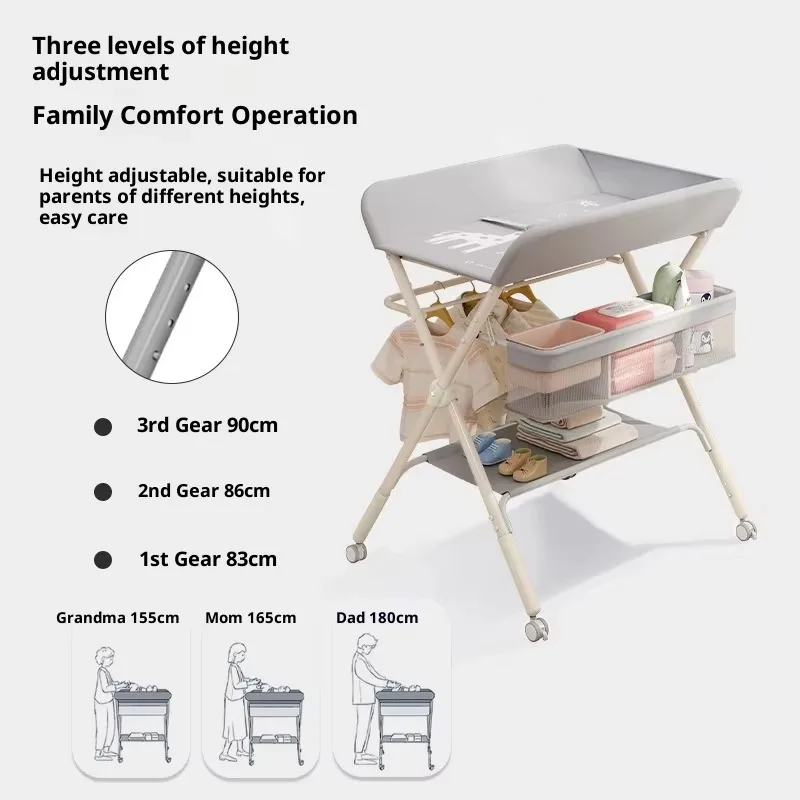 Plastic multifunctional foldable baby diaper changing table with newborn bath function