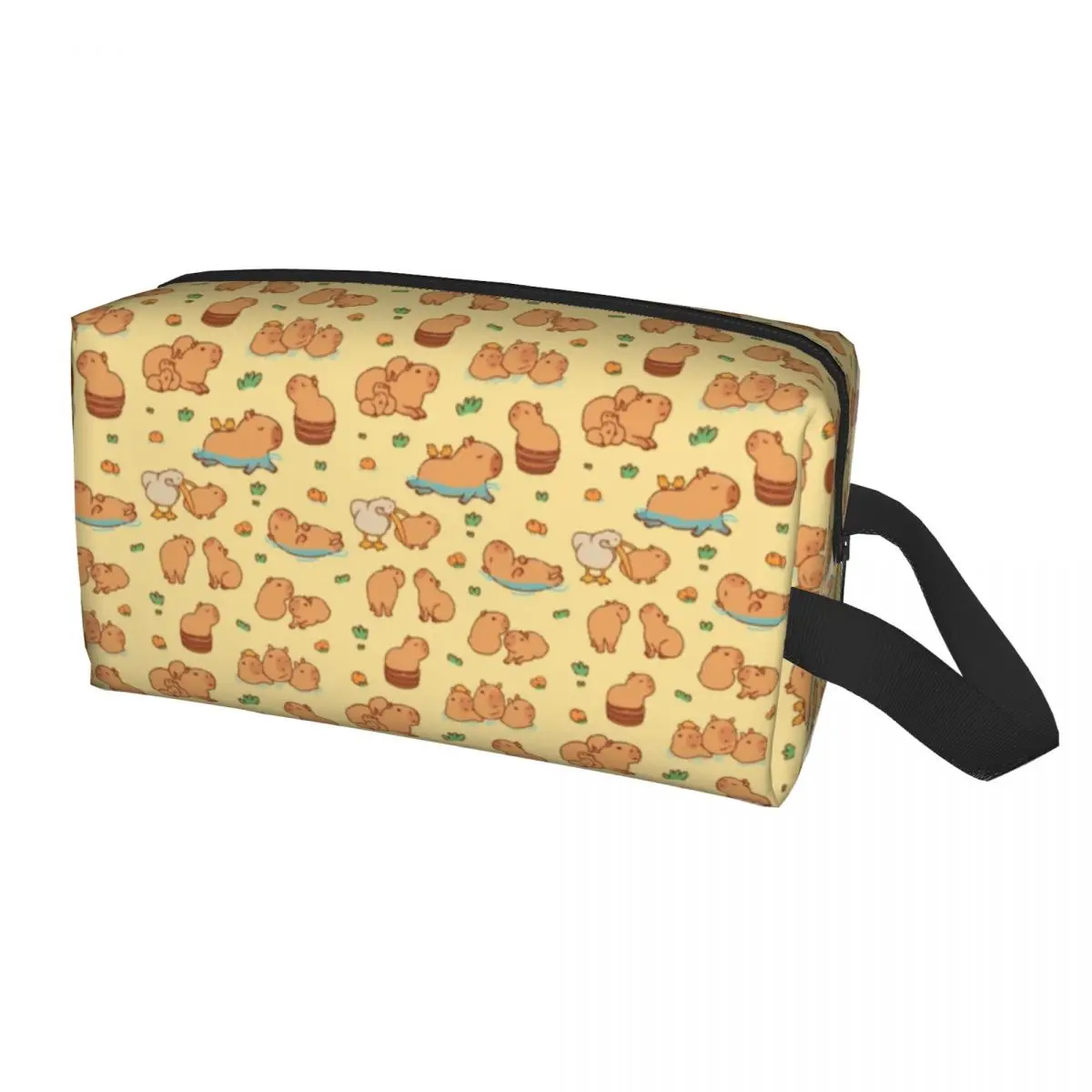 Custom Capybara Cute Seamless Pattern Cosmetic Bag Women Cute Big Capacity Makeup Case Beauty Storage Toiletry Bags