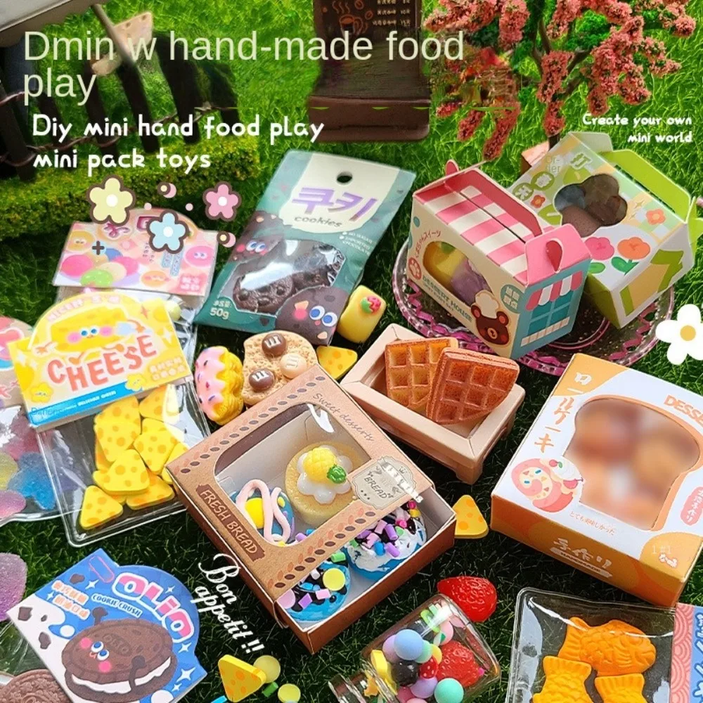 

Funny Mini Cake Snacks DIY Stress Relieve Set Stress Reliever Cute Handmade with Storage Box Decompression Fidget for Teens