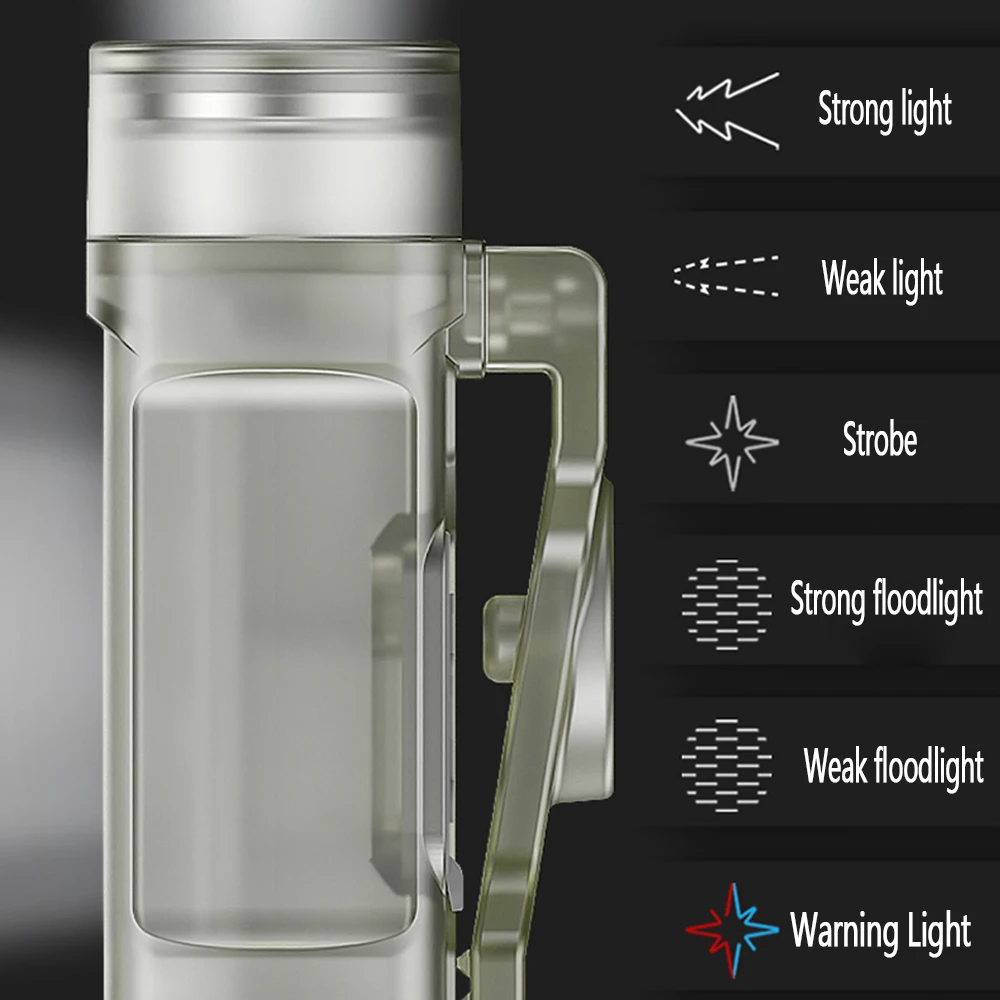 1pc Smiling Shark TIP-062 MINI torcia a LED, torcia portatile protettiva, luce flash a lunga durata ricaricabile per esterni