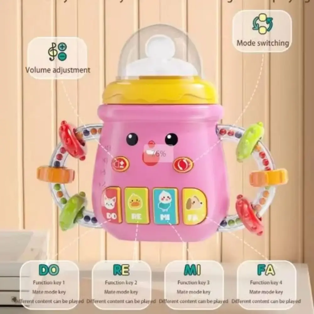 Newborn Baby Bottle Toy Teether Rattles Soothing Vocal Music Musical Feeding Bottle Toy Soft Educational Mobile Toddler Toys