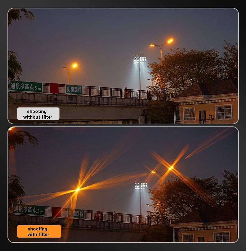 Lustige Unregelmäßige Lichtverlängerungsstreifen-Filter 67mm 77mm 82mm Blau Orange Weiß Streuendes Sonnenlicht Unordentliche Beleuchtungsfilter – Detail 2