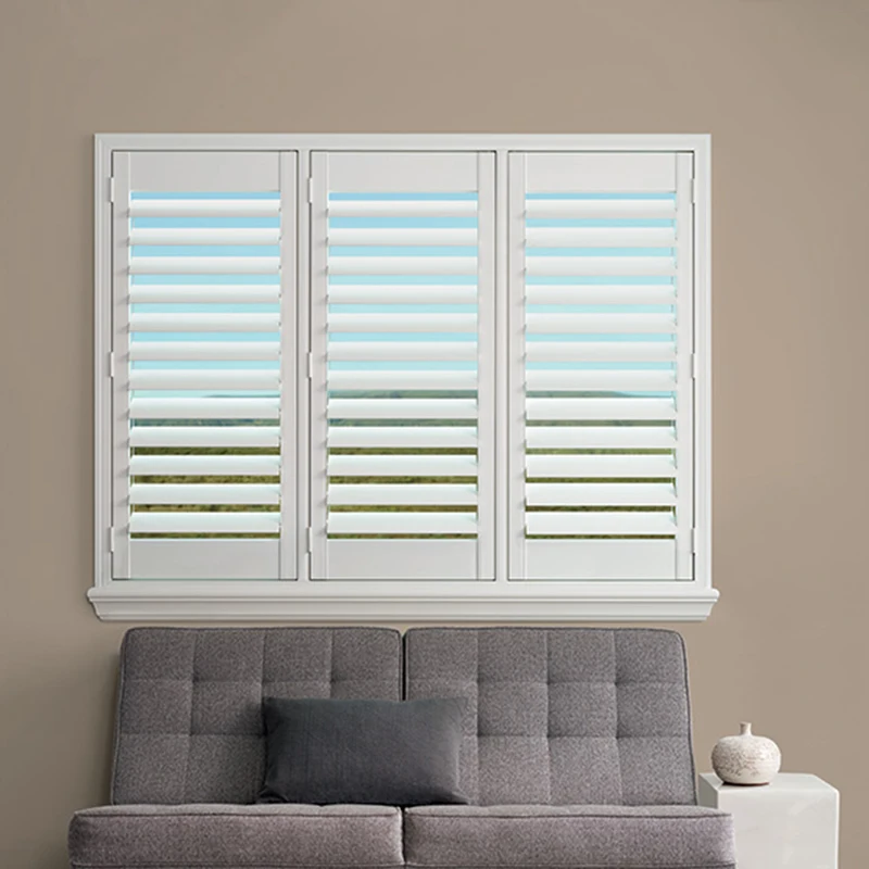 Wooden PVC Plantation Shutters Exterior Use Black White Horizontal Opening Modern Design Eco-Friendly Outdoor Kitchen