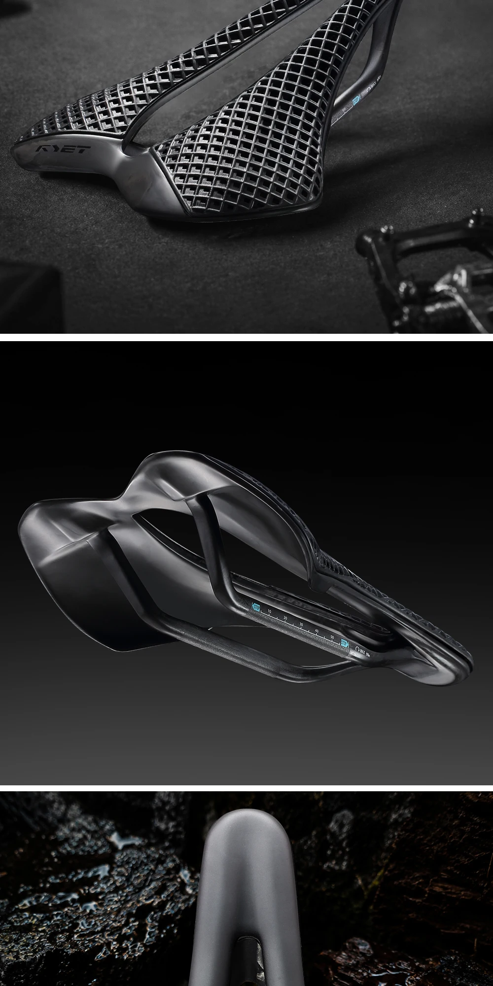 2026 RYET Ultraleichter Carbon-Fahrradsattel VCM 243x147mm für Rennradfahren 3D-Gedruckter Radsitz Sitzkissen Fahrradteile – Detail 11