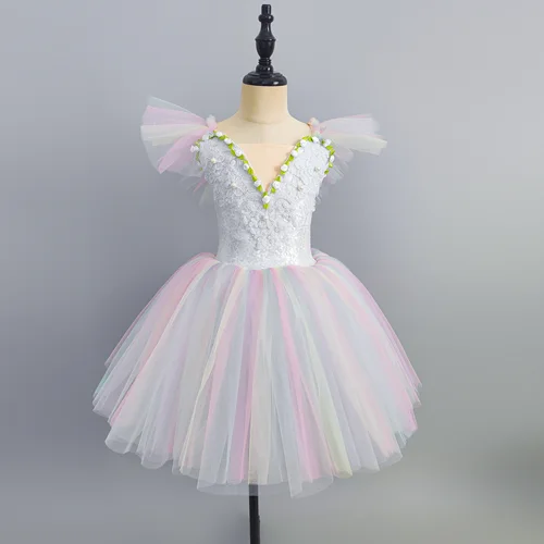 Falda de Ballet para niñas, traje de Ballet profesional para niños, falda tutú de rendimiento, falda abombada de hadas, gasa larga, novedad de 2024