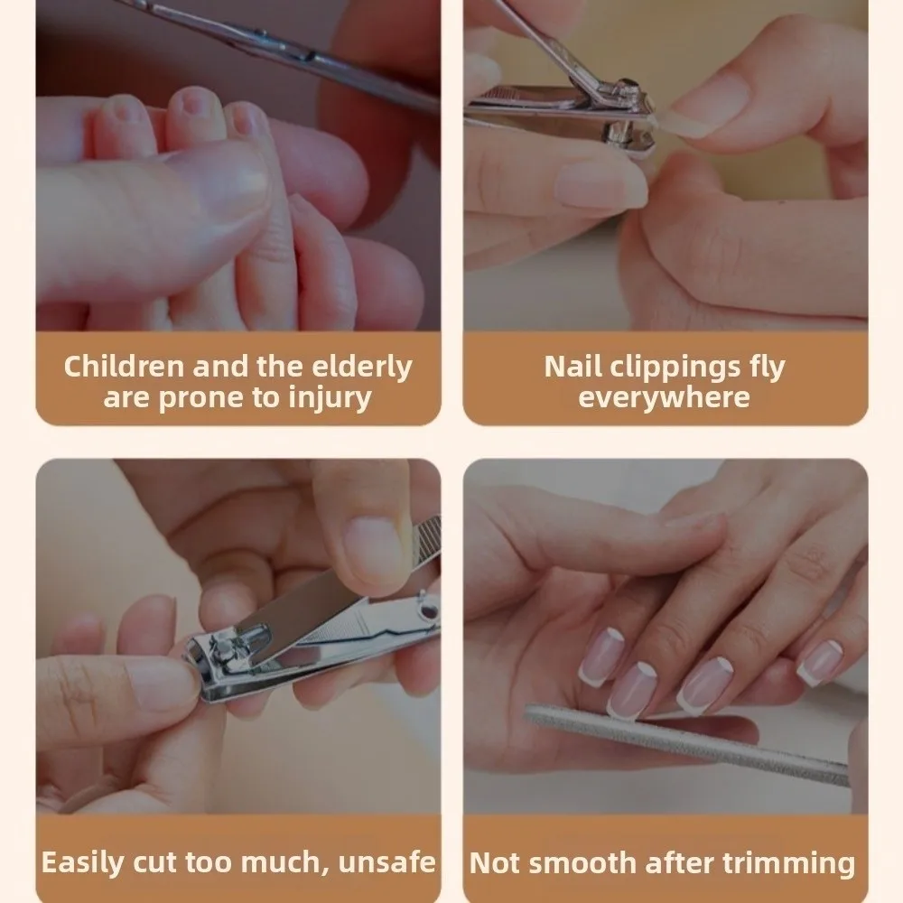 6-In-1 Electric Automatic Nail Clipper USB Rechargeable 3 Speeds Magnifying Glass Trimmer with LED Auxiliary LCD Digital Display
