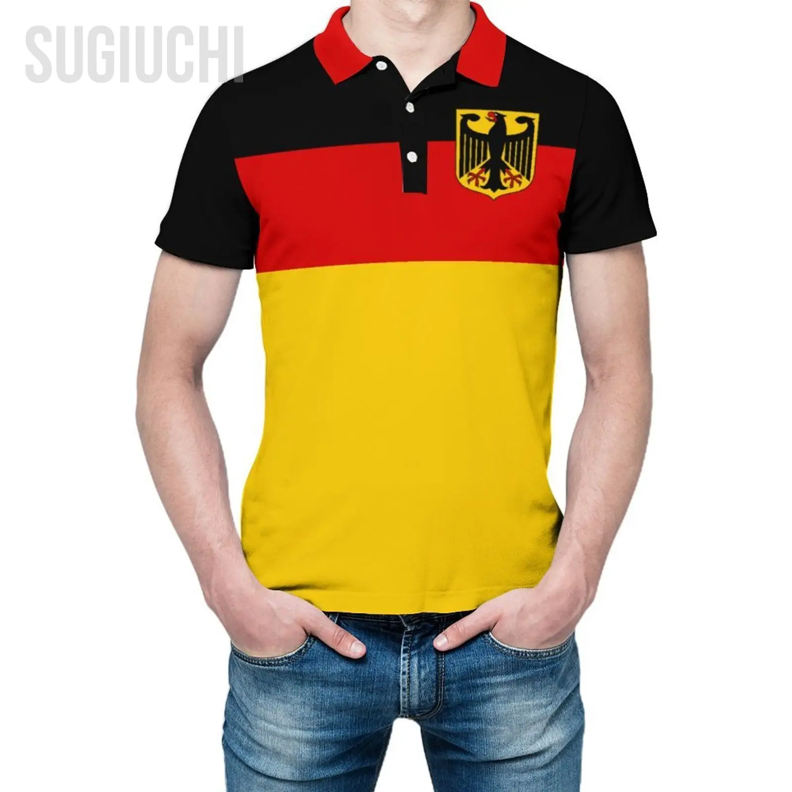 Unisex Polo Shirt Germany Flag Emblem 3D Print Man Polo Fashion Clothing Tracksuits Short Sleeves