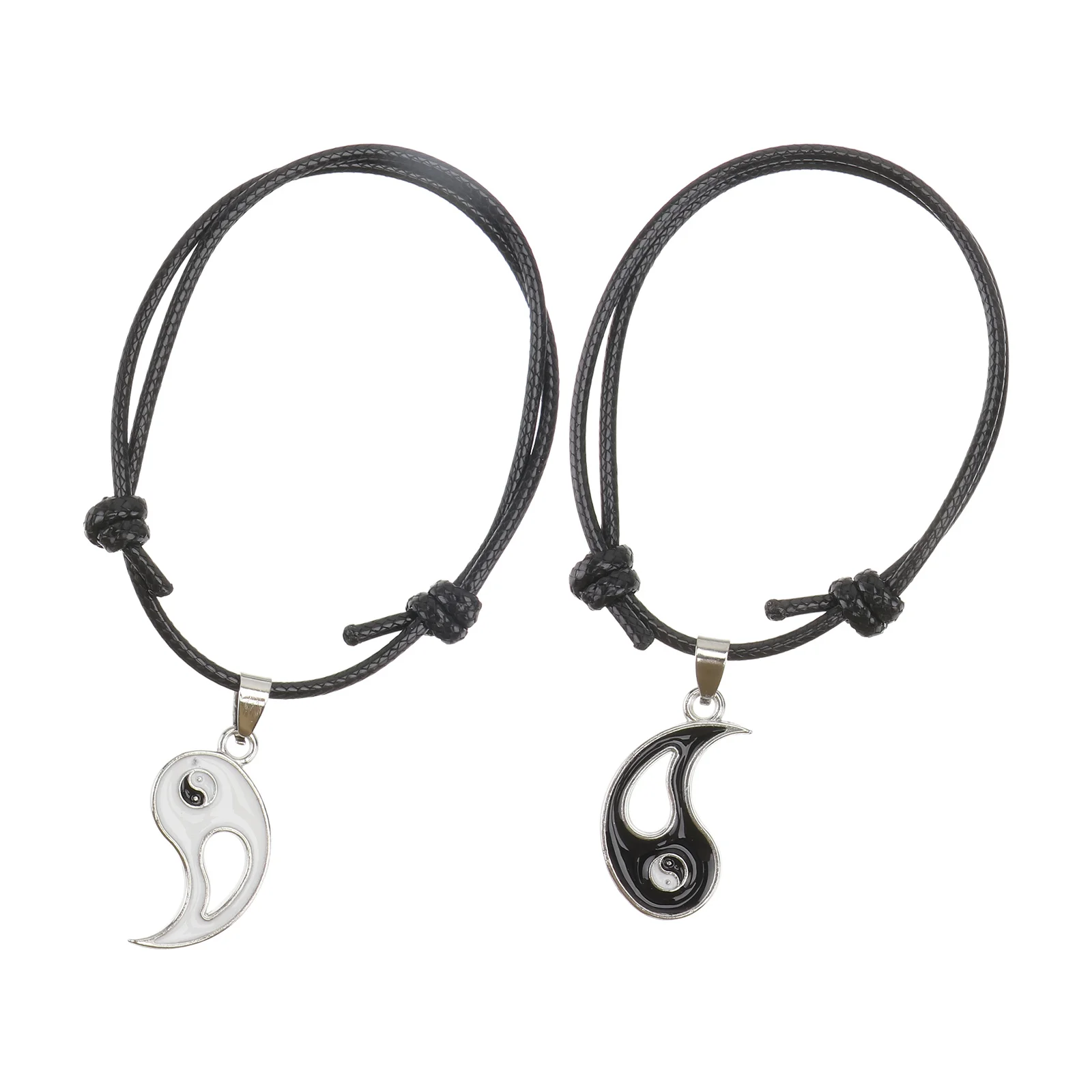 1 쌍 조정 가능한 팔찌 블랙 커플 친구 세련된 미니멀리스트 디자인 발렌타인 크리스마스 결혼식을위한 완벽한 선물