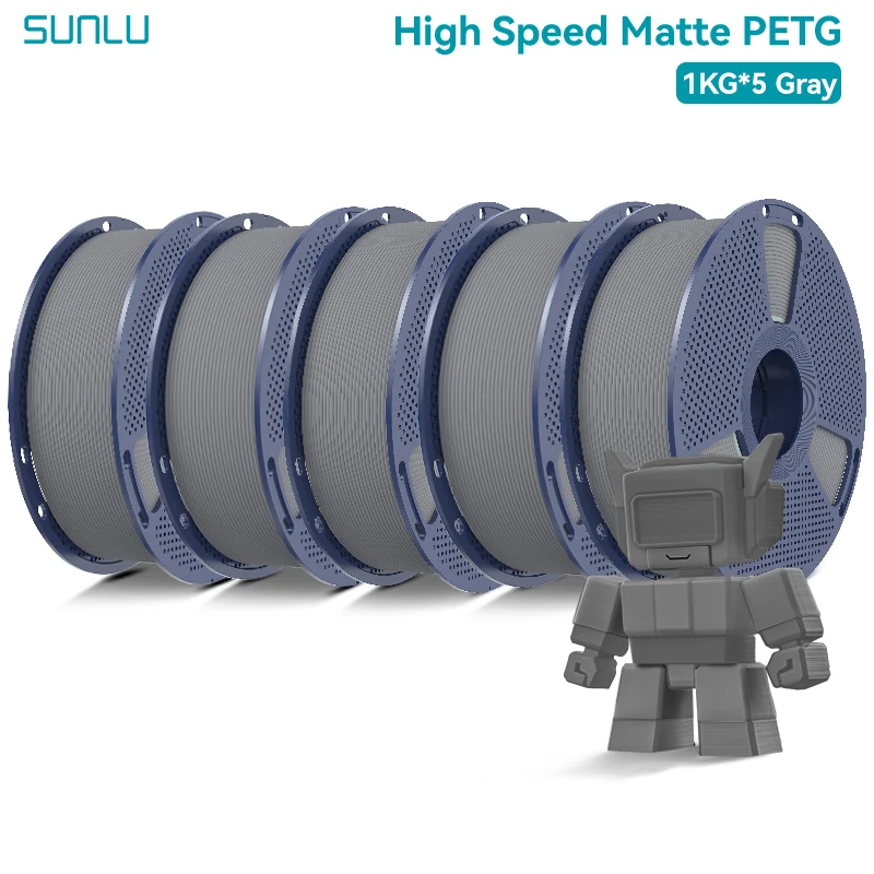 SUNLU 5KG Mattes PETG Hochgeschwindigkeits-3D-Drucker-Filament 1,75mm Hochfestes Schnelles Glattes Druckmaterial PETG-Filament für FDM 3D-Drucker