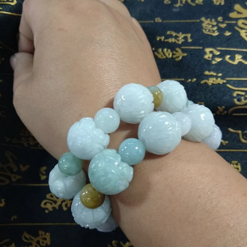 Factory Natural A- Level18mm Men and Women's Prayer Beads Jade Bracelet