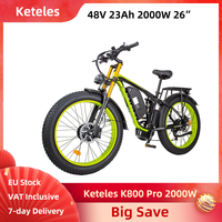 Keteles K800 Pro 2000W Electric Bike Dual Motor 48V 23AH Battery 26 Inch Fat Tires All Terrain E-bike Dual Hydraulic Disc Brakes