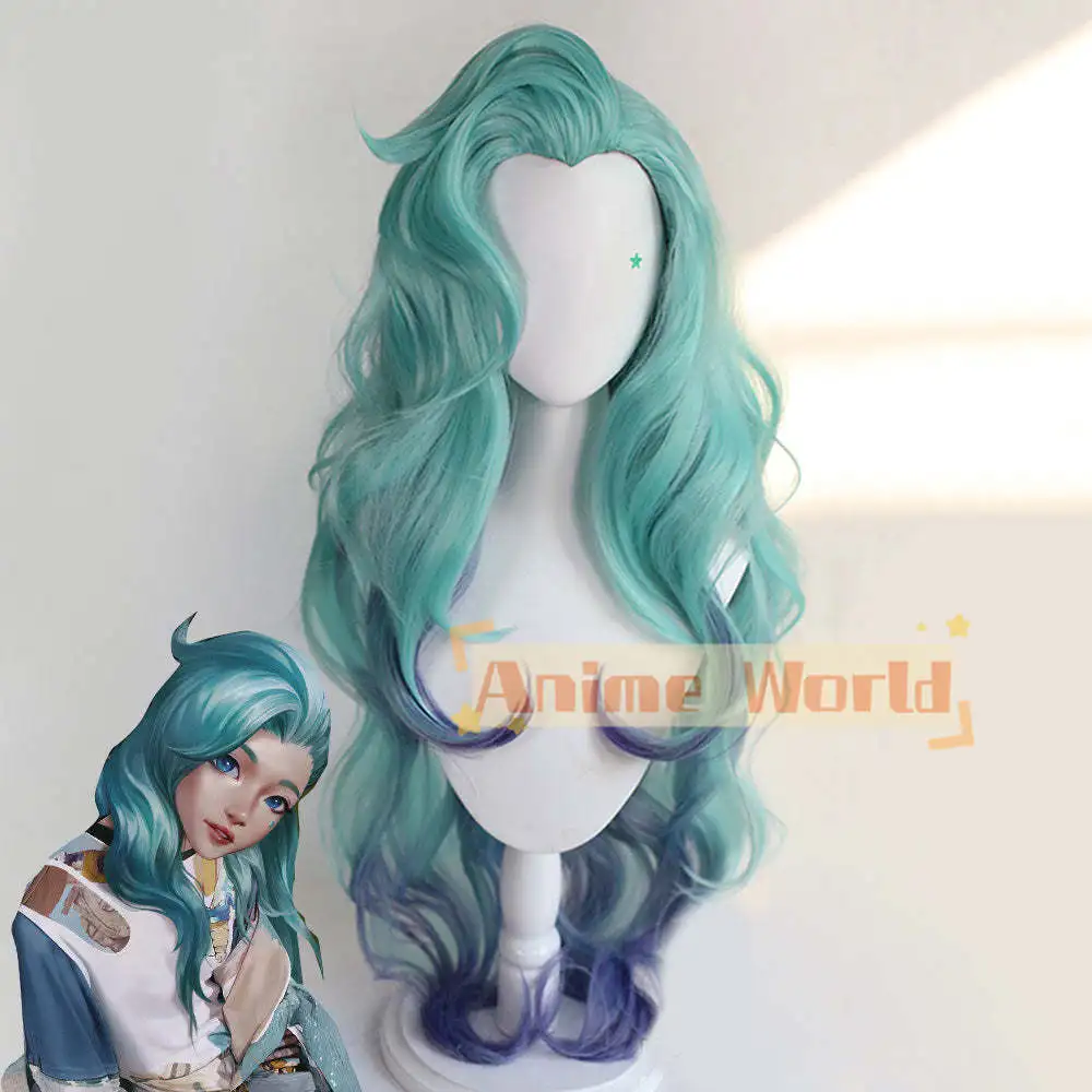 Seraphine Blue Purple Cosplay Wig  Synthetic Hair Halloween Role Play Party Carnival Wig Cap