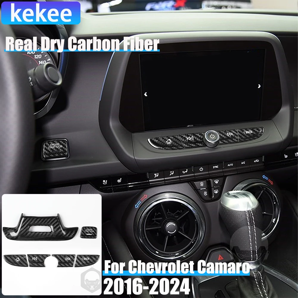 

Real Dry Carbon Fiber Car Accessories Steering Wheel Decorative Trim For Chevrolet Camaro 2016 2017 2018 2019 2020 2021-2024