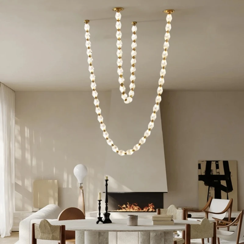 Lily's Diamond Necklace Art Deco Gold Silver Led Pendant Light 2025 Chandelier Luminaire Hanging Lamp For Living Room Staircase