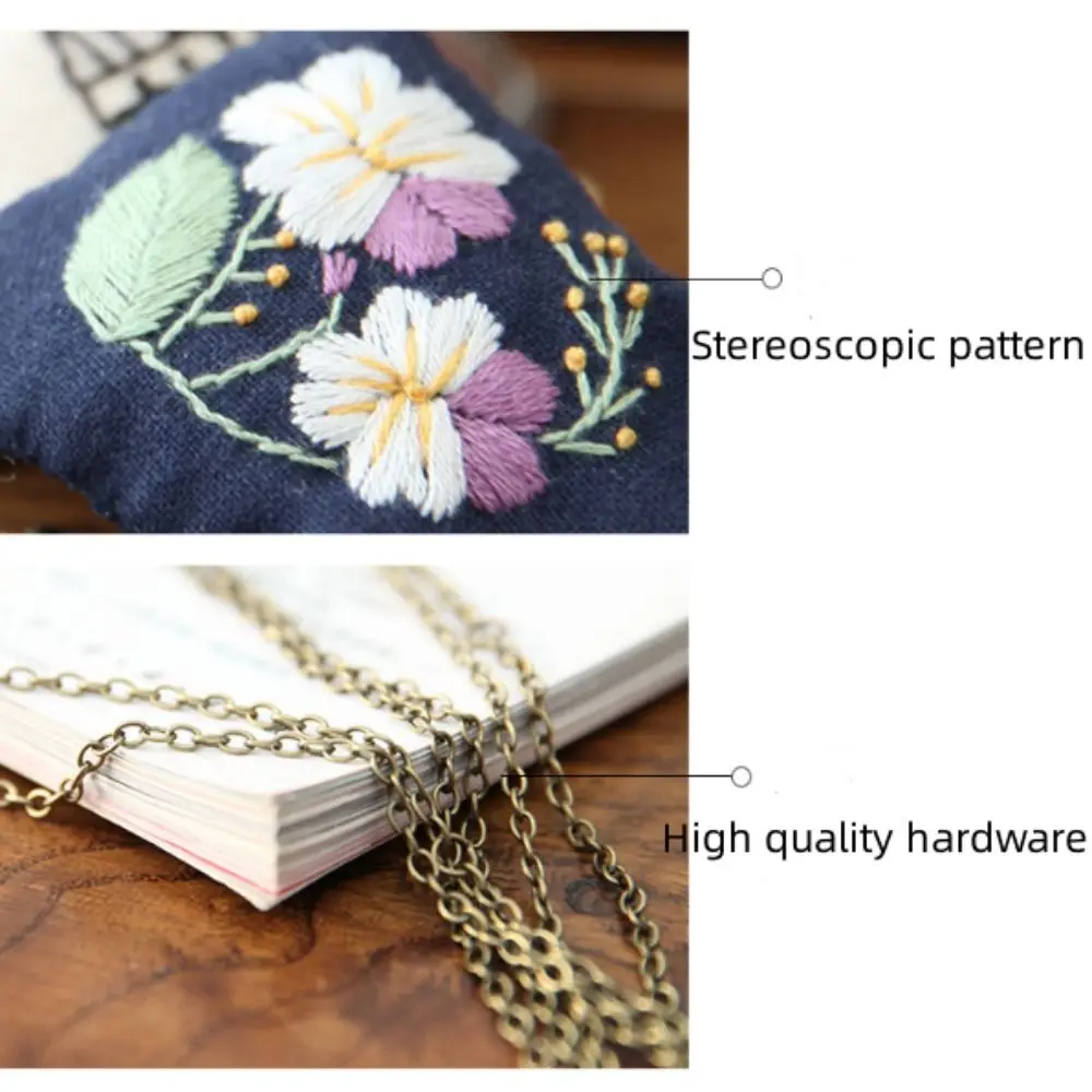 DIY Embroidery Kit of Necklace Mini Bag Needlework Handmade Cross Stitch Embroidery Car Pendant Sewing Art Craft Home Decor