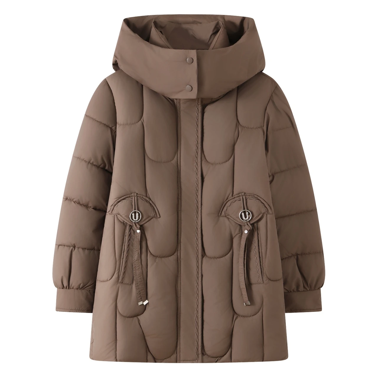 مبطن الشتاء معطف مقنع سترة المتوسطة وكبار السن الطبعة الكورية تنوعا أزياء قصيرة الأم سميكة أسفل سترة قطن