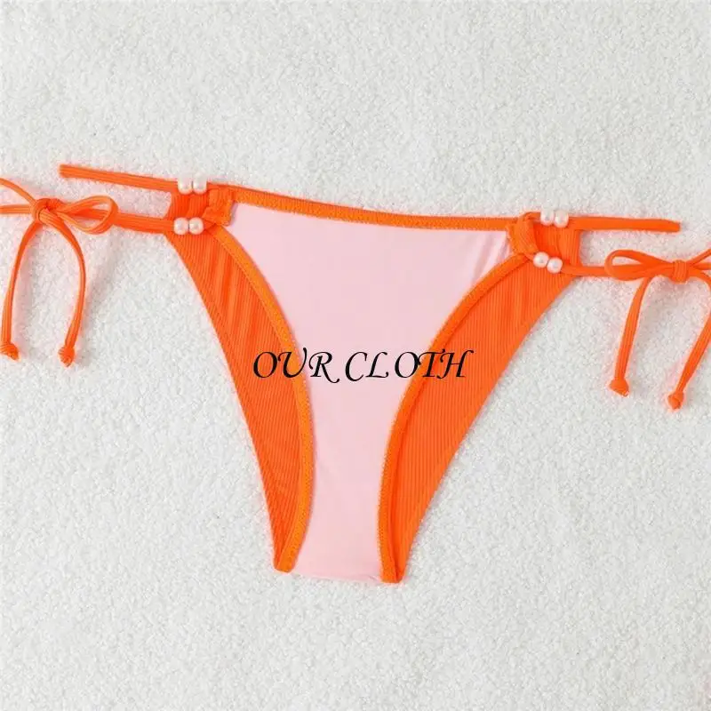 Women Split Swimsuit Thong Set Solid Strappy Swimming Suit High Cut Beachwear Y1AC