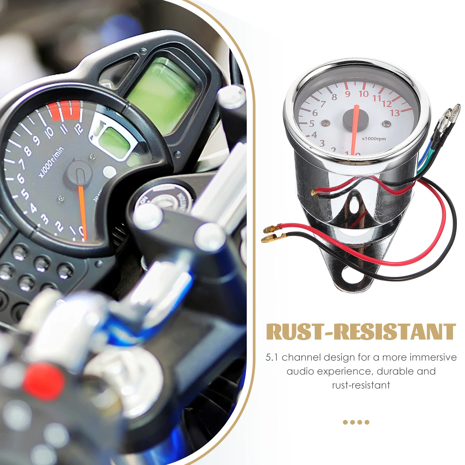 

Pointer Type Tachometer 13000 16000 White Display Motorcycle Speedometer Gauge Modern Stylish Easy Read Precision Sensor