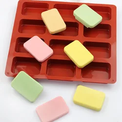 12 Cavity DIY Soap Making Supplies 3D Silicone Cake Mould Rectangle Shape Silicone Handmade Baking Mold Soap Mold