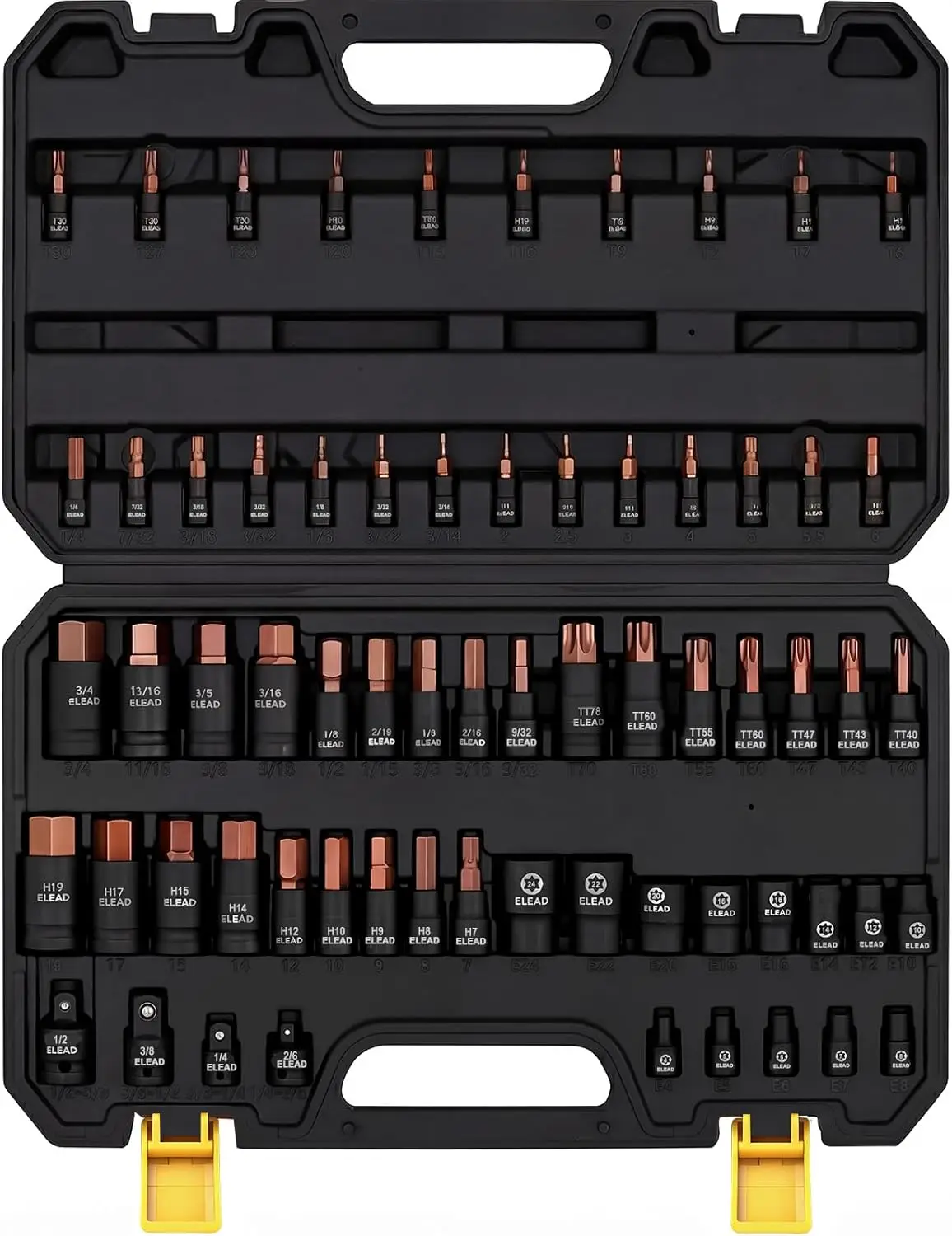 

66-Piece Torx & Hex Bit Socket Set: CR-V & S2 Steel, T8-T70 Star, E4-E24 E-Torx for Automotive Mechanic