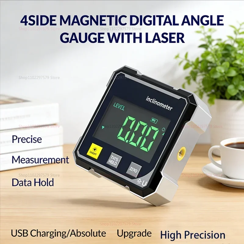 Digital Electronic Level Digital Angle Fnder 4*90 ° Magnetic Inclinometer Protractor Precision Level Box for Woodworking